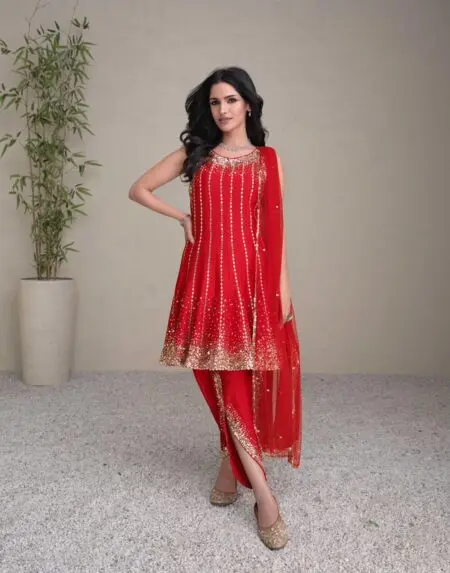 Silk dhoti top and dupatta set