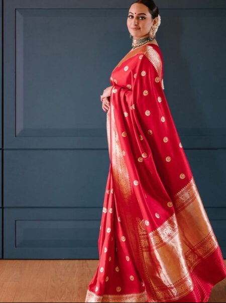 Red and Gold Banarasi silk Saree