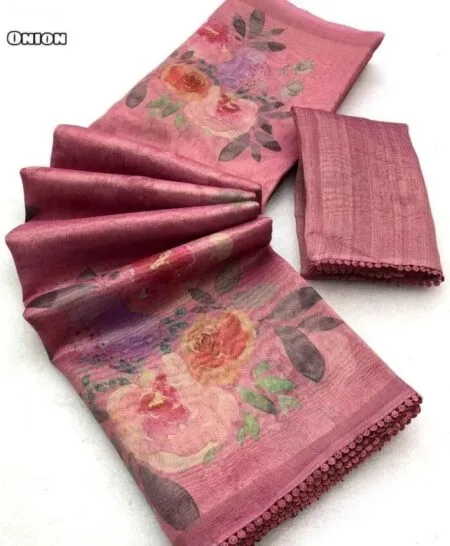 Tissue Silk Crush Floral Saree