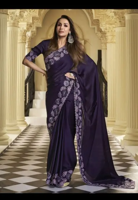 Purple Embroidered Saree