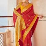 Red and yellow silk Designer Silk Saree