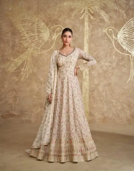 Real Georgette Embroidered Gown With Dupatta