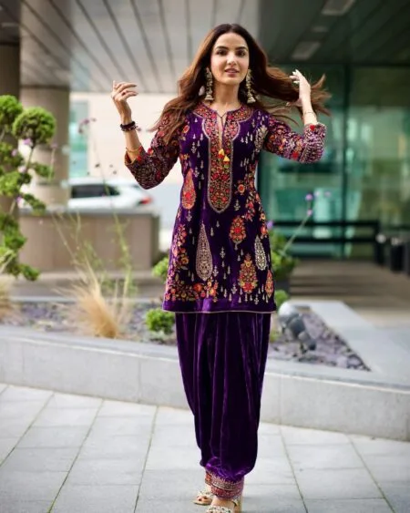 Velvet Kurti-Plazzo Set