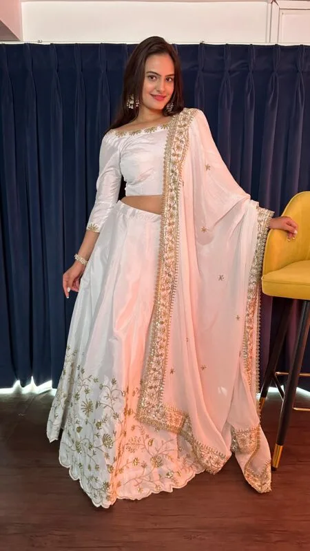 White And Gold Lehenga