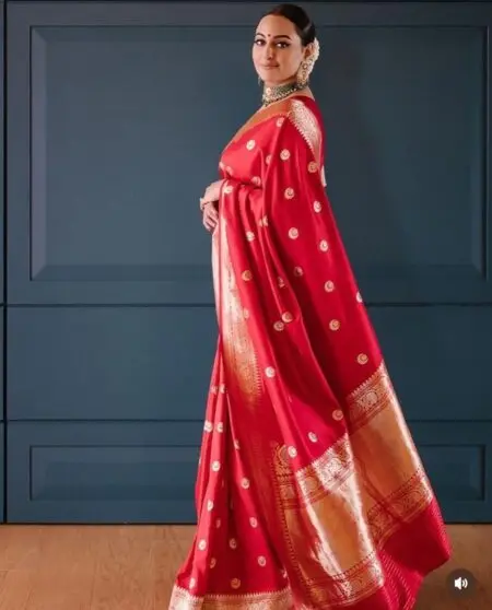 Red And Gold Banarasi Silk Saree