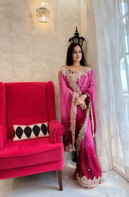 Dual Shaded Georgette Silk Sarees With Fully Stitched Blouse