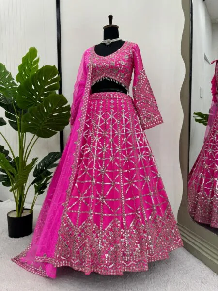 Pink Georgette Lehenga