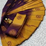 Purple And Gold Saree With Copper Zari