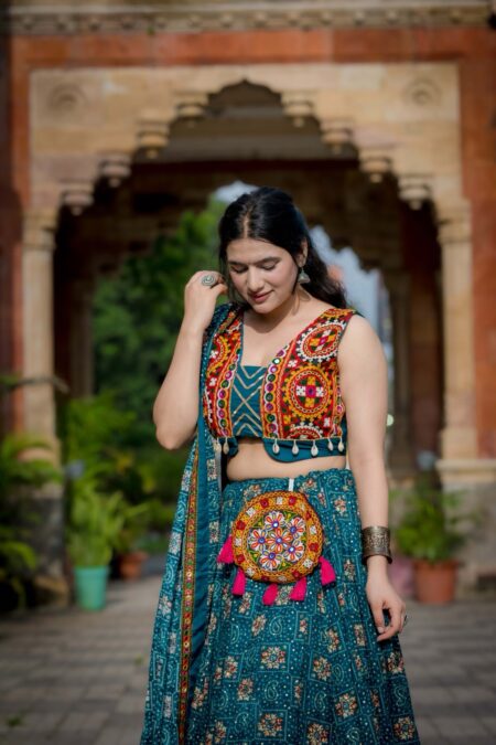 Elegant Lehenga Choli  With Gamthi and Gota Patti Work
