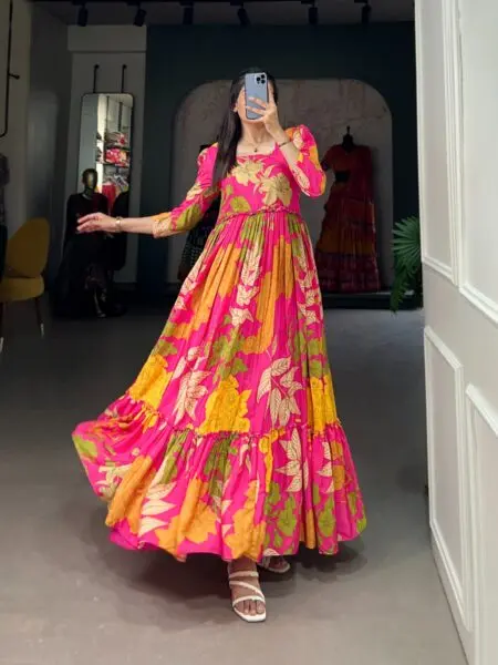 Silk Crepe Long Gown