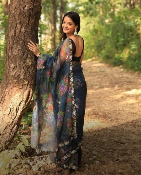 Floral organza saree