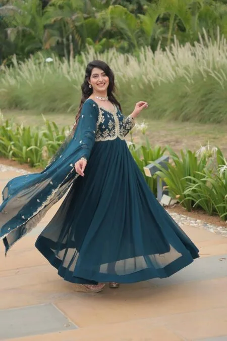 Dark green gown