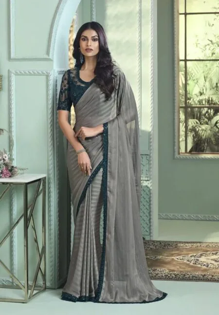 Silver Pattern Georgette Designer Saree