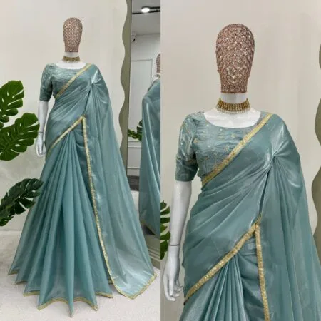 Party Wear Saree With Stitched Blouse