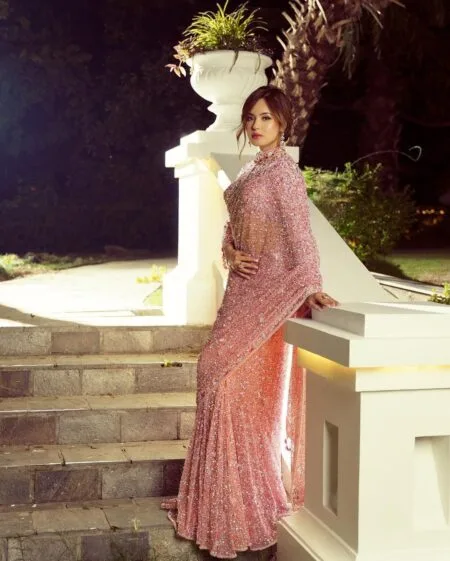 Pink Sequins Designer Saree