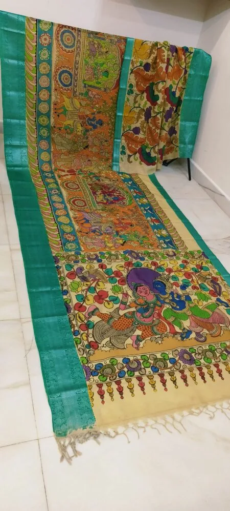 Pure Mangalgiri Silk Kalamkari Sarees