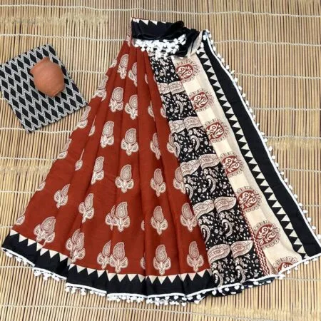 Ajrakh handblock vegetable dye saree
