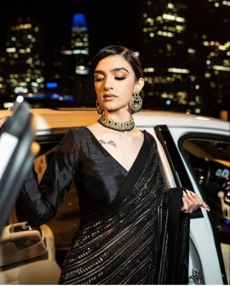 Georgette sequins saree