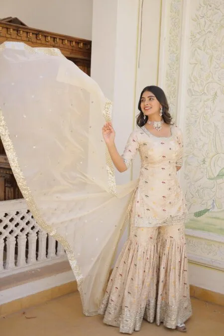 Viscose Jacquerd Sequins Sharara set
