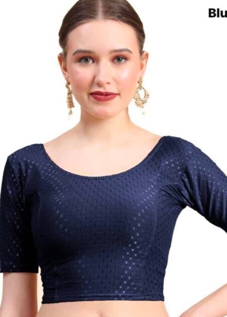 Navy blue Cotton Lycra Stretchable Blouse
