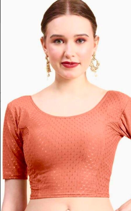 Peach Cotton Lycra Stretchable Blouse