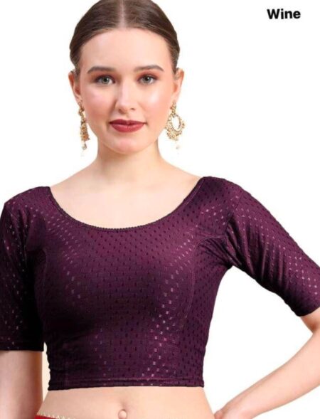 Wine Cotton Lycra Stretchable Blouse