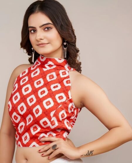 Printed halter neck ready made blouse