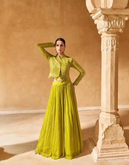 Georgette embroidered Lehenga choli with short jacket