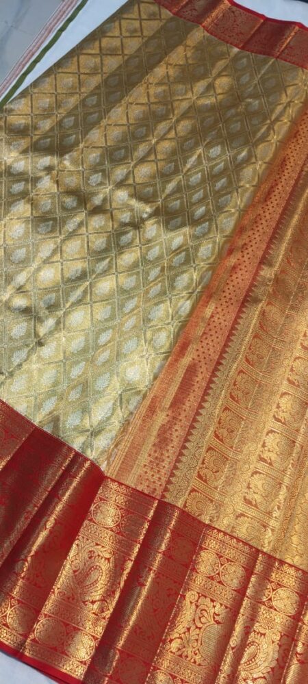 Real gold zari pure kanchipuram ahimsa silk saree
