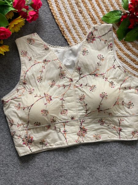 White khadi cotton ready made blouse