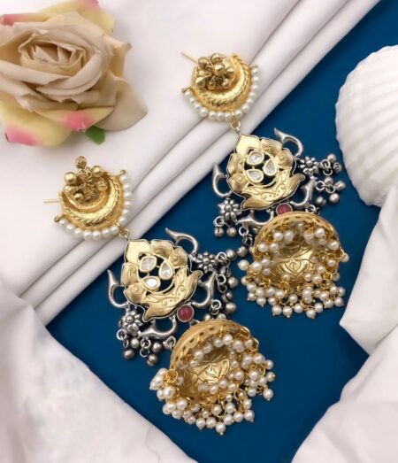 Dual toned large earrings