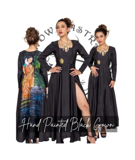 Hand painted black indo western gown