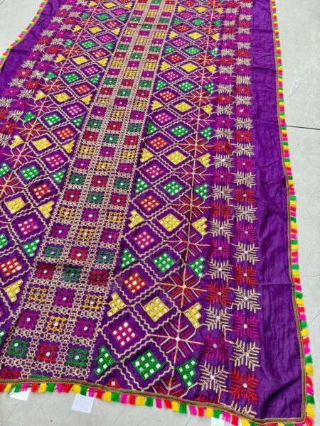 Purple Mirror embroidered dupattas with tassels