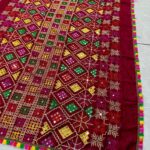 Dark Red Mirror embroidered dupattas with tassels