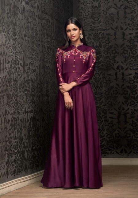Maroon silk gown