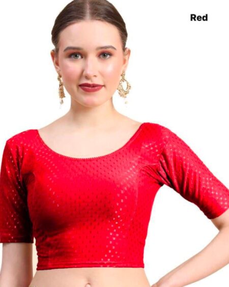 Red Cotton Lycra Stretchable Blouse