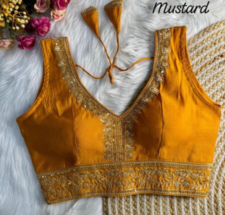 Yellow Roman Silk readymade blouse