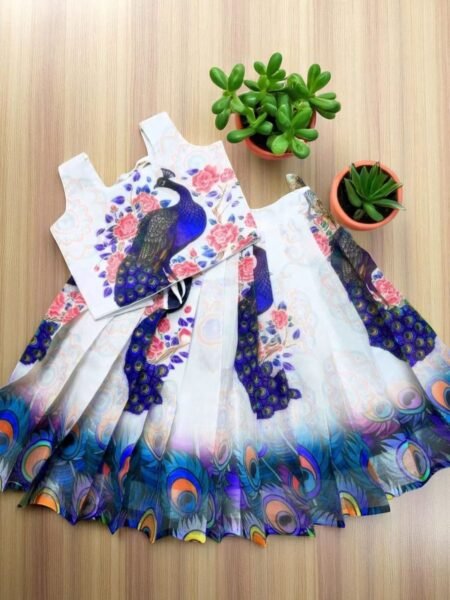 Printed Chinon silk lehenga choli with dupatta