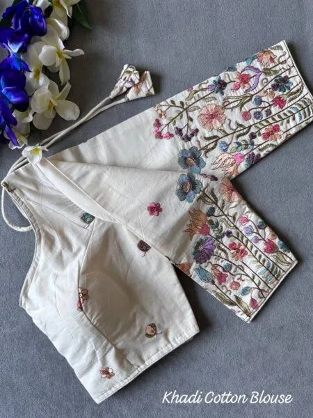 Pure khadi cotton ready made blouse