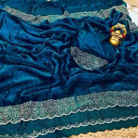 Stone work space silk saree