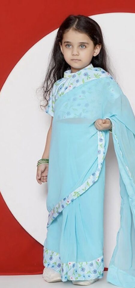 Soft dola readymade blouse with georgette ready to wear saree