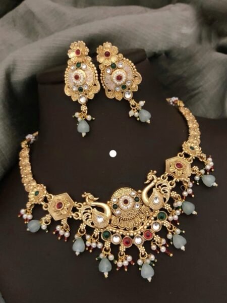 Rajwadi peacock design necklace set