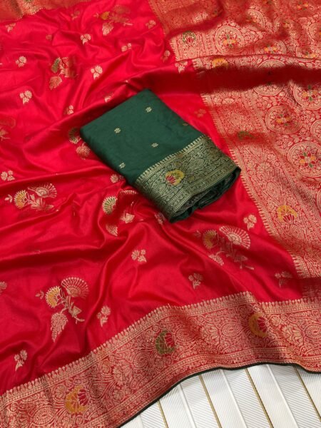 Red and gold dola silk saree