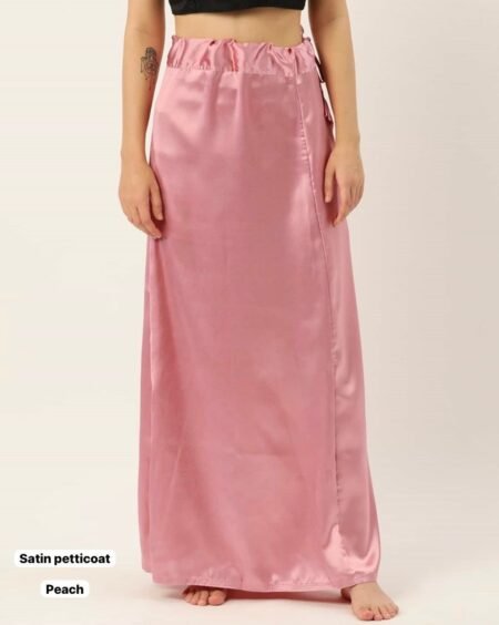 Peach Women's Satin Petticoat Saree Satin Underskirt Sari