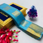 Light Sky Blue With Gold Zari Soft Handloom Kanchipuram Silk Saree