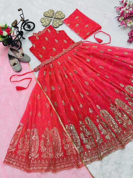 Faux Georgette digital print and embroidered sequins work gown with dupatta