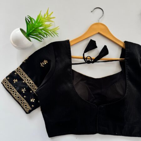 Black makhana silk ready made blouse