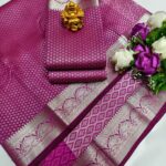 Wine colour Silver zari Kanchipuram handloom soft silk saree
