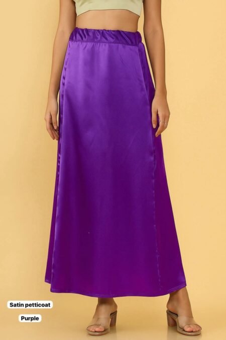 Purple Women's Satin Petticoat Saree Satin Underskirt Sari