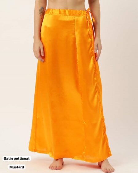 Mustard Women's Satin Petticoat Saree Satin Underskirt Sari